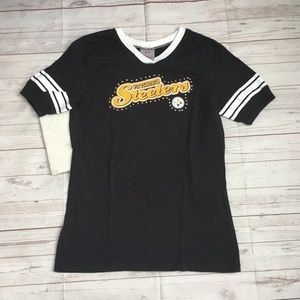 nfl girls  pittsburgh steelers t-shirt bedazzled